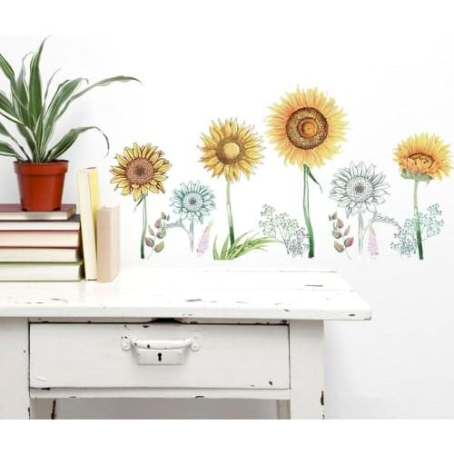 Sunflower Wall Stickers Art flower Wall Decal DIY Mural Home Decor Newest Sun Flowers Home Decor For Kids Room Bedroom