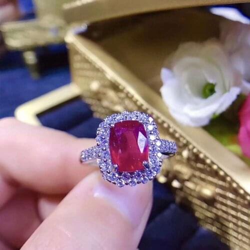 Genuine Ring Natural And Real Ruby Ring Jewelry 925 Silver Ruby Ring Natural Ruby Engagement Ring Sterling Silver Ruby Jewelry
