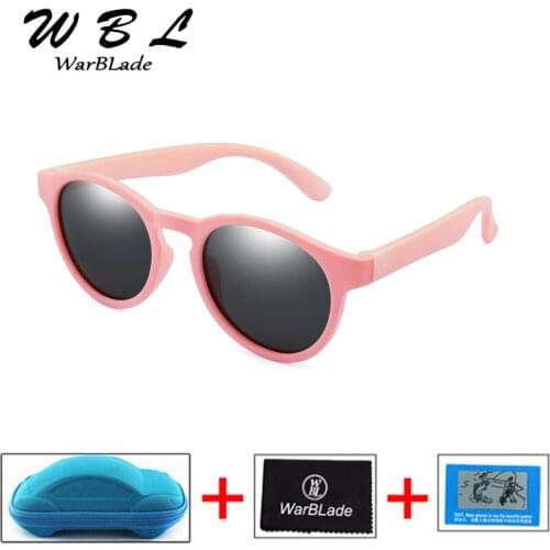 WarBLade Kids Sunglasses Polarized Boys Girls Round Sun Glasses with Car Case UV400 Child Sunglass Eyewear Silicone Eyewear 2020