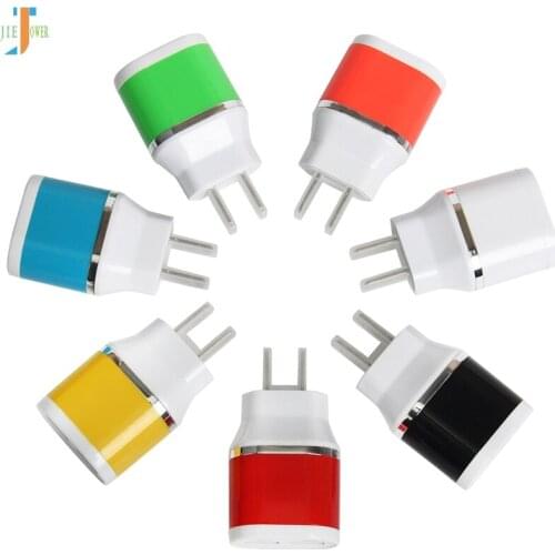 300pcs/lot New Big Kettle Style Candy Color 2USB Mobile Phone Charger 2.1A Adapter IC Smartphone Travel Charger for Mobile Phone