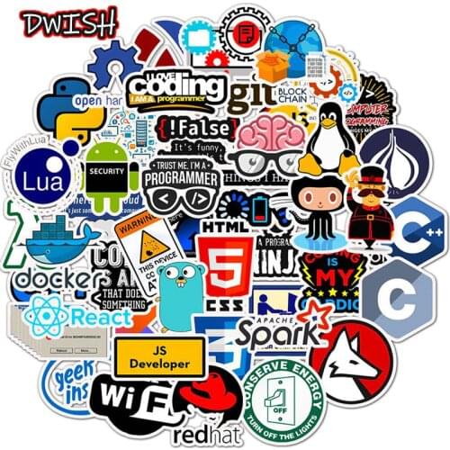 10/30/50pcs Programmer Geek Java Waterproof PVC Stickers Skateboard Guitar Suitcase Freezer Laptop Motorcycle Graffiti Sticker