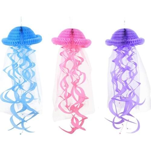 Mermaid Party Decors Paper Jellyfish Hanging Honeycomb Under the Sea Party Decors Supplies Girl Birthday Decorations Summer