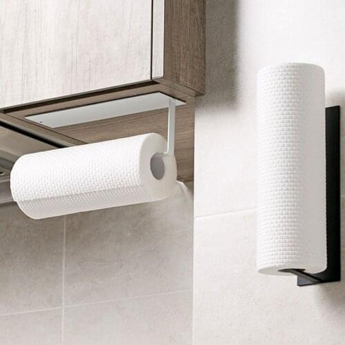 Nordic Simple Carbon Steel Paper Towel Rack Toilet Tissue Hanger Kitchen Roll Paper Holder Wall Hanging Fresh Film Storage Shelf