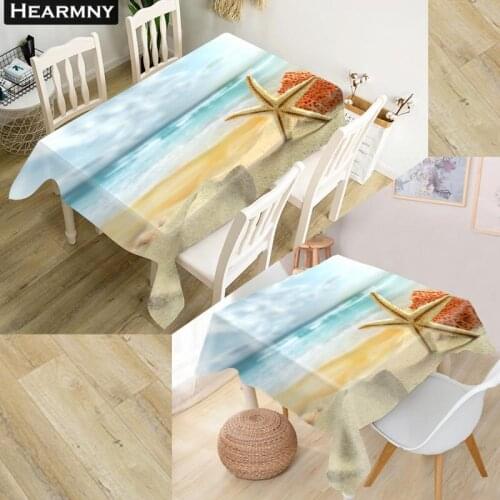 Customize 3D Tablecloth Beach Shells Oxford Cloth Dust-proof Rectangular Table Cover For Party Home Decor 100X140cm140X140cm