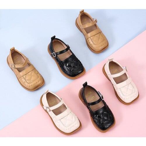Girls' shoes 2021 Princess shoes kids soft bottom British style leather shoes flats simple for wedding chic hot shoes