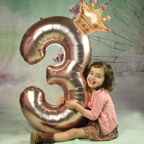 32inch Number Foil Balloons with crown number balloon 1 2 3 4 5 Birthday Party Decorations Kids Wedding Decorations
