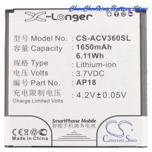 Cameron Sino High Quality Battery AP18 for Acer Liquid E1, Liquid E1 Dou, V360