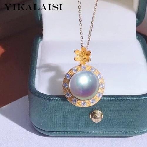 YIKALAISI 925 Sterling Silver Necklaces Jewelry For Women 11-12mm Oblate Natural Freshwater Pearl Pendants 2021 Wholesales