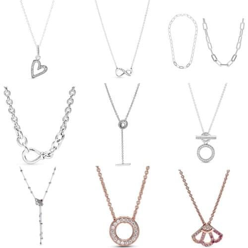 NEW 2021 100% 925 Sterling Silver Love Diamond Necklace Women Fit DIY Original Bracelet Fshion Jewelry Gift