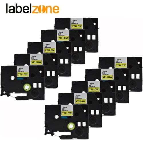 10 PACK 9mm tze621 Yellow tapes compatible for p-touch printer tze tape tze-621 tz621 tz-621 tz 621 label ribbon for brother