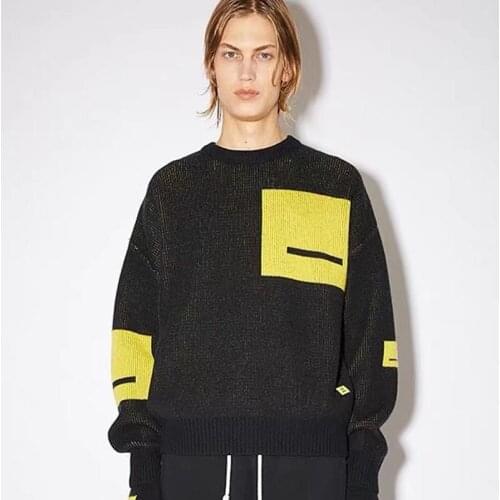 2021 AC New Fashion Classic Brand Luxury Design Smiling Face Stripe Loose Round Neck Wool Knitted Sweater 3