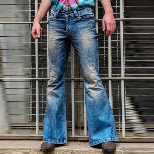 2021 New Men Slim Denim Flare Pants Summer Casual Male High Quality Solid Jeans Trousers Plus Size 4XL Pockets Jean Pants