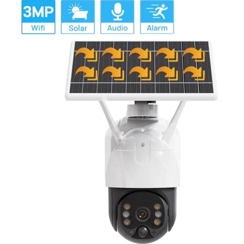 3MP Solar Wifi Camera PTZ Waterproof Outdoor Wireless Camera PIR Human Detection Color Nightvision ICSEE Surveillance Camera