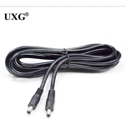 5.5 x 2.5mm 1M DC Power Connector with Extension Extend Wire Cable black Cord Male To Male For LED or CCTV Car Charger