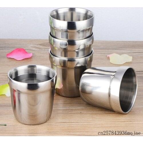 50pcs 180ml Double Wall Wine Mugs Stainless Steel Beer Cup Coffee Mugs