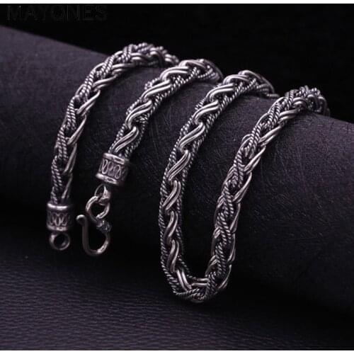 7mm width 925 Silver Big Necklaces for Jewelry Making Weave Chain New Fashion Original S925 Thai Silver Women Men