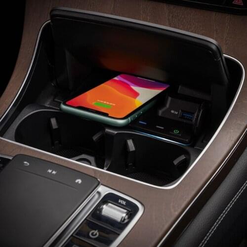 For Mercedes Benz W205 AMG C43 C63 GLC 43 GLC 63 X253 15W car QI wireless charging phone charger fast charging case charging pad