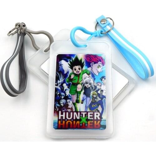 Anime HUNTER X HUNTER Card Cover With Key Chain Fashion Bank Credit Card Holder Plastic Student ID Bus Card Sleeve Protect