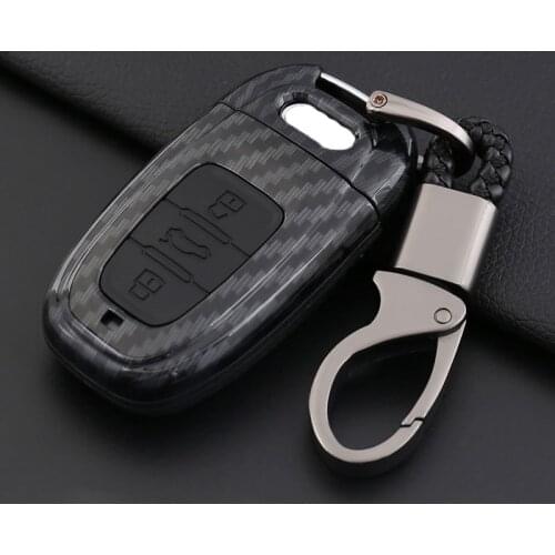 Carbon Fiber Silicone Key Case Fob For Audi B6 B7 B8 C6 RS A2 A6 A6L A8 TT A3 A4 A5 C5 C6 8L 8P 3 Q3 Q7 TT 8L 8V S3 keychain