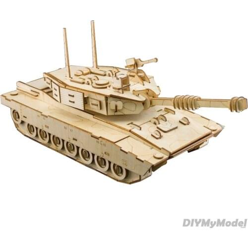 DIYMyModeI Laser Cutting DIY M1 Abrams TANK 3D Assembly Puzzle wooden Educational toys for Children