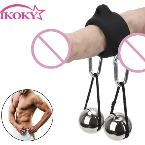 IKOKY Sex Toys Adult Product Cock Ring Sex Toy for Men Male Glans Penis Exercise Metal Gravity Ball Lasting Enhance 28MM/32MM