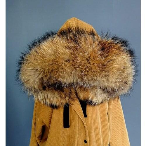 JKP 2020 New Real Raccoon Fur Collar Scarf for Women Oversize Parka Accessory Collar Winter Thicken Warm Shawl Scarves