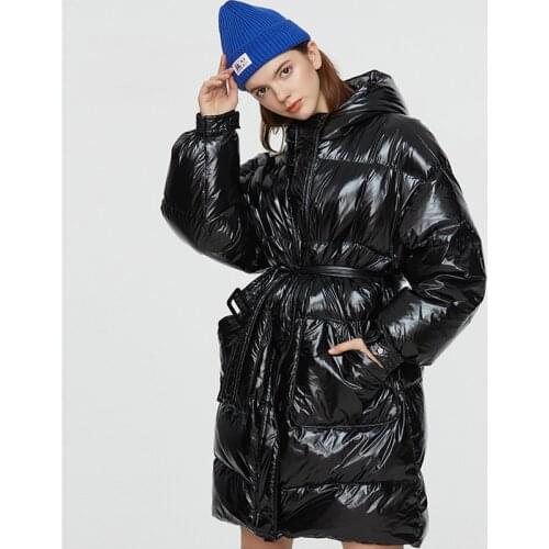 JTTYYK Down Coat Winter Women 2021 Long Parka Puffer Feather Down Coat 90% Duck Down Jacket With Belt Waterproof Shiny Overcoat