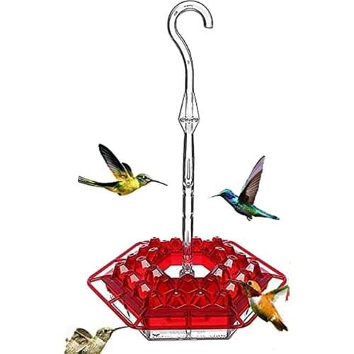Food Feeder Decorative Transparent Design with 30 Feeding Ports Easy Clean Plastic Hummingbird Feeder for Garden