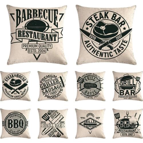 45x45cm kitchen cutlery cushion cover steak barbecue pillow cover linen car sofa chair fashion decoration pillow cover