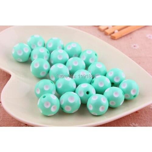 Kwoi vita Colorful Handmade 20mm 100pcs/lot lake Color Resin Acrylic Polka Dot Beads for Chunky beads necklaceWholesales
