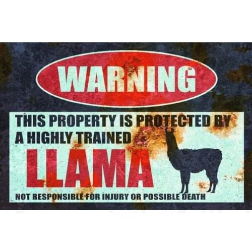 Llama Warning Retro Vintage Tin Sign Bar Pub Home Metal Poster Wall Art Decor Poster 20*30cm
