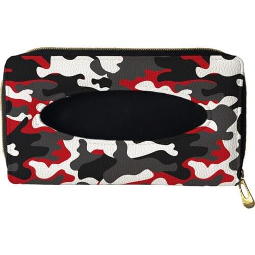 Fashion Car PU Leather Camouflage Tissue Box Sun Visor Napkin Bag Interior Storage Multipurpose Tissue Dispenser Car Accessories