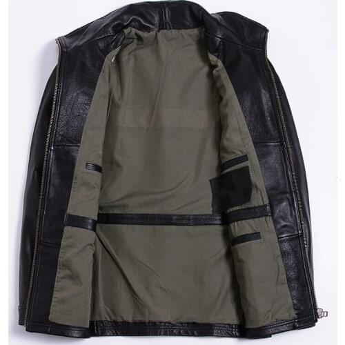 2021 Black Men M65 Leather Jacket Large Size XXXXXL Genuine Thick Cowhide Autumn Russian Slim Fit Safari Leather Coat