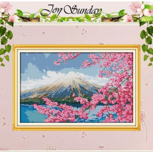 Mount Fuji Cherry Blossoms Counted Pattern Cross Stitch wholesale 11CT 14CT Cross-Stitch Kits Home Decor Embroidery Needlework