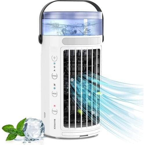 Personal Air Conditioner, Mini Portable Evaporative Air Cooler Desk Fan 7 Colors LED Light Humidifier for Home Outdoor