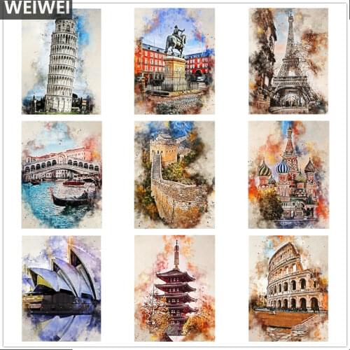 Landscape City Build Full Square/Round 5D DIY Diamond Embroidery Diamond Painting Cross Stitch Rhinestone 5D Decor Gift