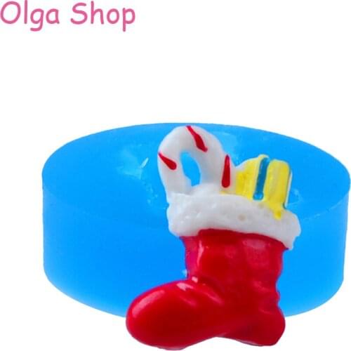 JYL007 Christmas Sock Mold Silicone Mold Gum Paste Fondant Cupcake Topper Deco Polymer Clay Wax Resin Scrapbooking Mold