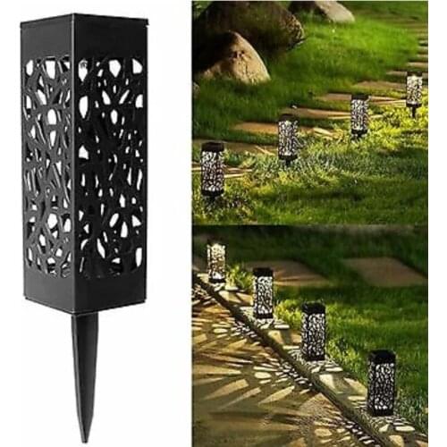 Solar Garden Plug Light Hollow Square Solar Lawn Outdoor Waterproof Garden Garden Light