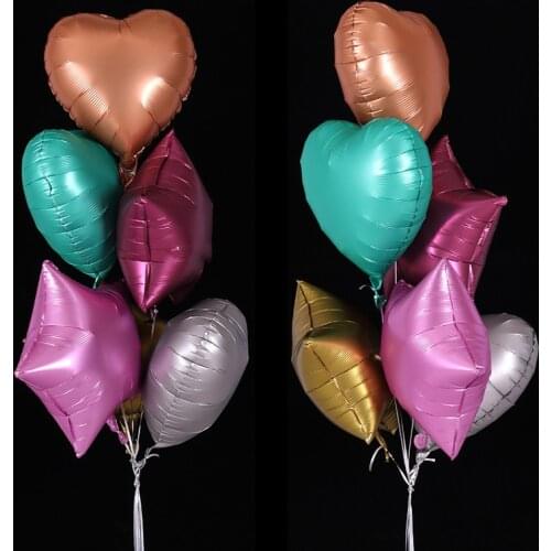 10pcs 18inch Chrome Metal Balloons Heart Star Round Metallic Helium Foil Balls Wedding Event Party Birthday Decor Supplies