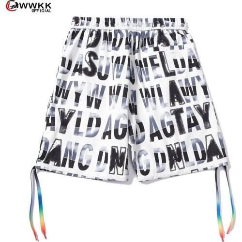 WWKK 2021 Harajuku men shorts streetwear Graffiti jogger shorts women men Summer loose elastic waist Hip hop skateboard shorts