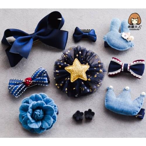 Korean Style Bow Flower Five-Pointed Star Rabbit Head Hairpin Side Clip BB Clip Set Hair Accessories Headwear