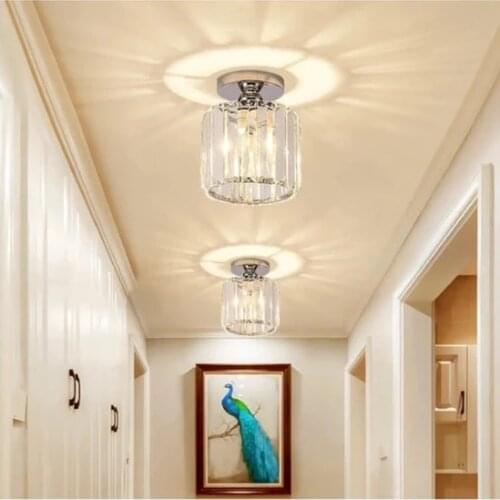 Modern Luxury Crystal Stone Chandelier Led Lamps Living Room Chrome Wall Aisle Creative Lamps