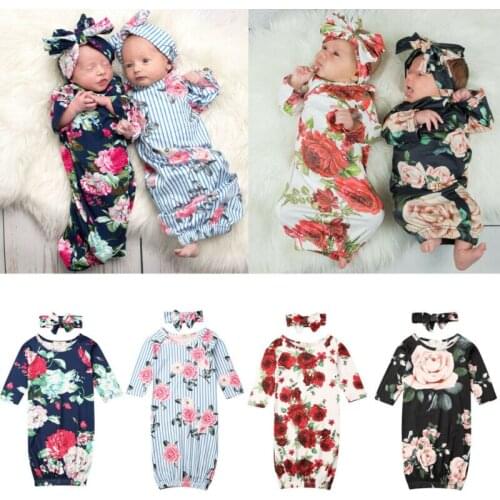 Infant Baby Sleeping Bag Newborn Blanket Swaddle Wrap Gown Floral Cute Long Sleeve Sleeping Bags 0-9M