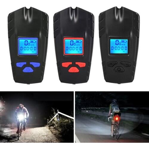 USB Charging Bike Front Light Waterproof Bicycle Light Flashlight Handlebar Cycling Head Light With Horn Speed Meter LCD Screen