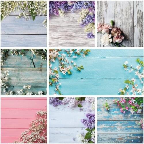 Wood Planks Flower Photocall Wallpaper Baby Food Photography Backdrop Photographic Background For Photo Studio Props Vinyl