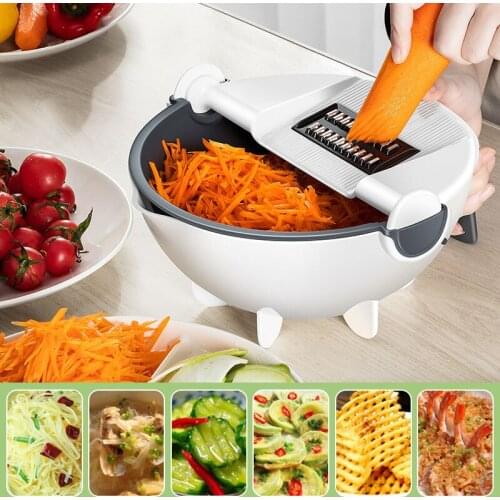 Magic Multifunctional Rotate Vegetable Cutter With Drain Basket Kitchen Veggie Fruit Shredder Grater Slicer Drop Shipping
