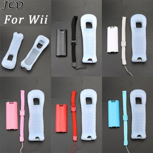 JCD Protective Silicone Cover Case Battery Back Door Shell Hand Strap Kit Replacement For Nintendo WII Remote Controller