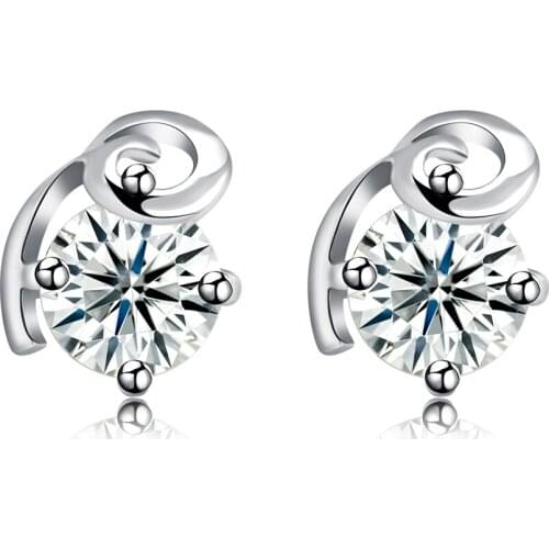 ZEMIOR Geometric 925 Sterling Silver Stud Earrings For Women 5A Clear Cubic Zirconia Small Earring Birthday Gift Fine Jewelry