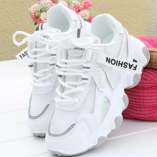 Womens Sneakers Mesh Mixed Color Lace Up Ladies Shoe Comfort Breathable Fashion Leisure Female Footwear 2021 Spring Sunmmer