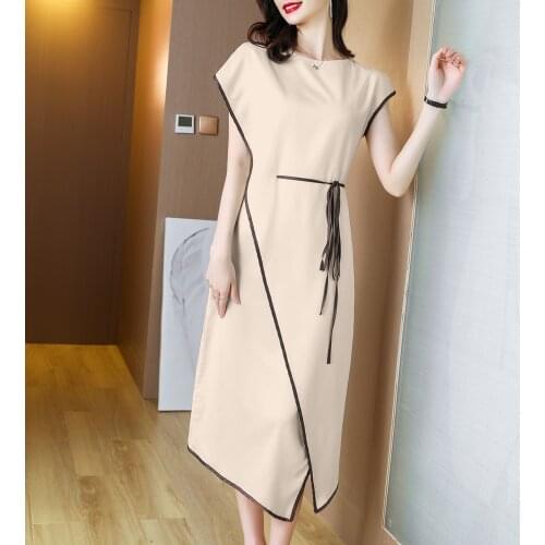 2021 Summer Plus Size Women Dress Good Quality Silk Chiffon Ladies Vestidos Dress Openning A-Line Bow Female Robe Dress KE1125